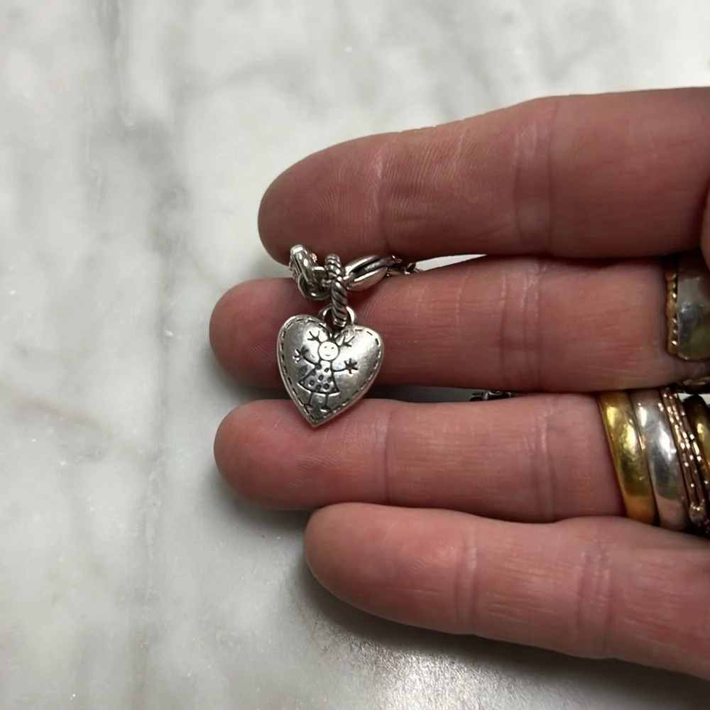 Brighton | Mom & Daughter Silver Plated Bracelet with Heart and Crystal Detail